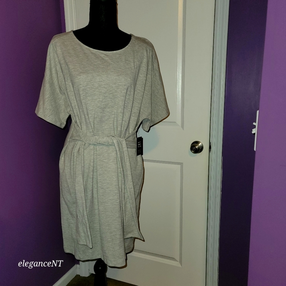 Express Gray Sweatshirt Dress with Flutter Sleeves Size: L NWT